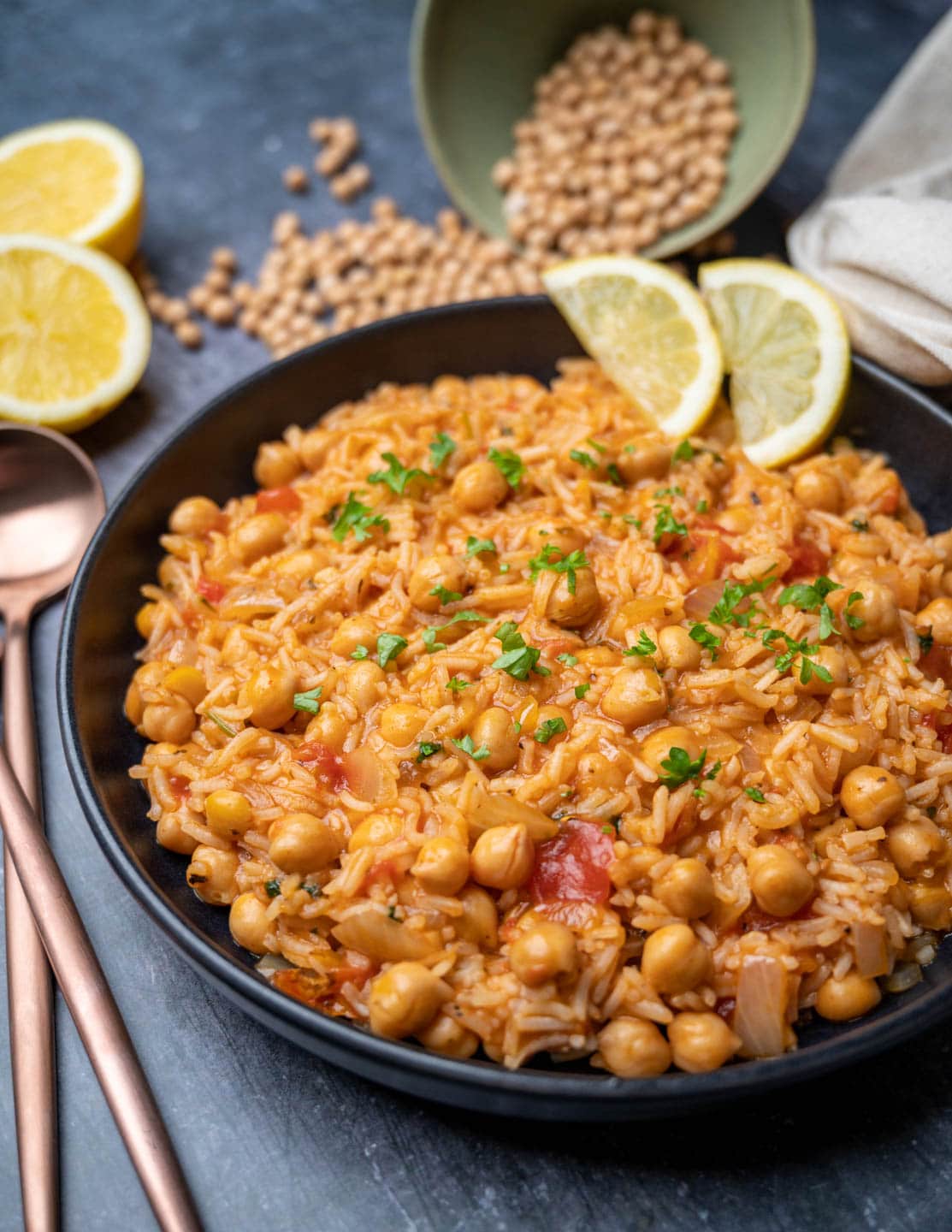 a plate of Spanish chickpeas and rice