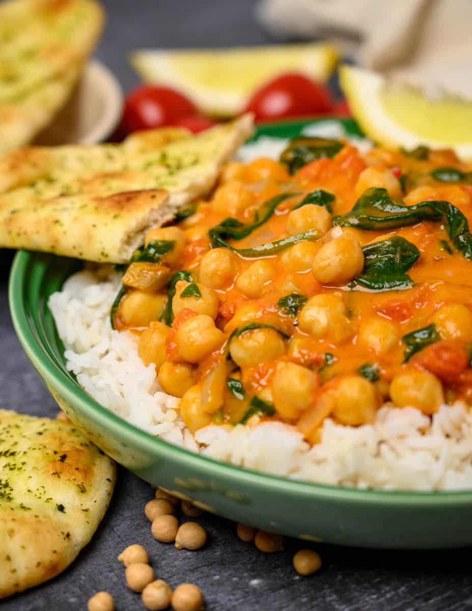 close up photo of creamy chana masala