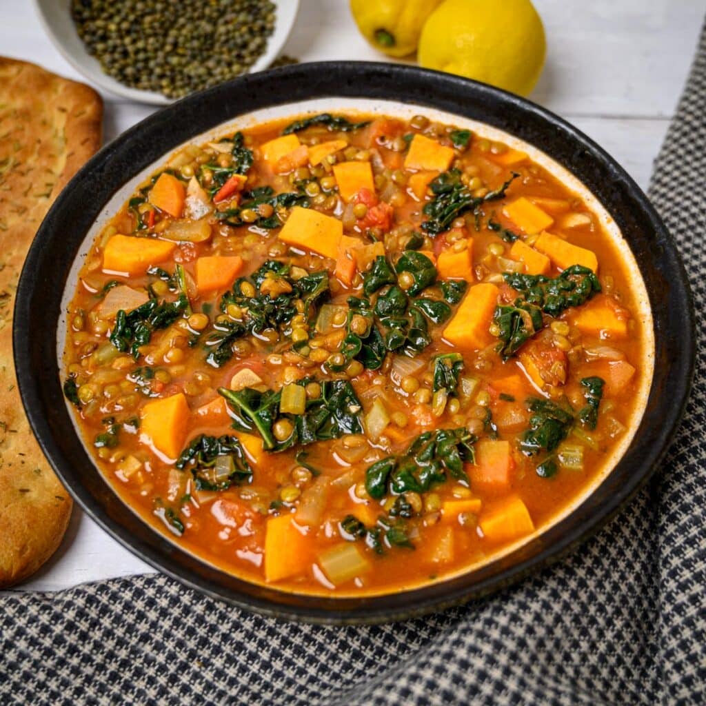 Adzuki Beans Soup with Pearl Barley and Kale - Vegan Cocotte