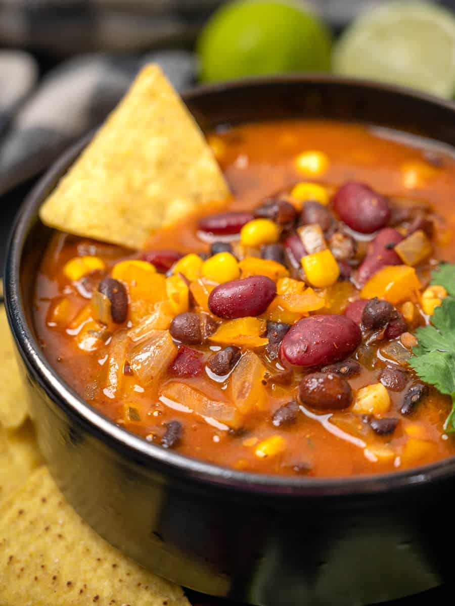 A bowl of Mexican bean soup