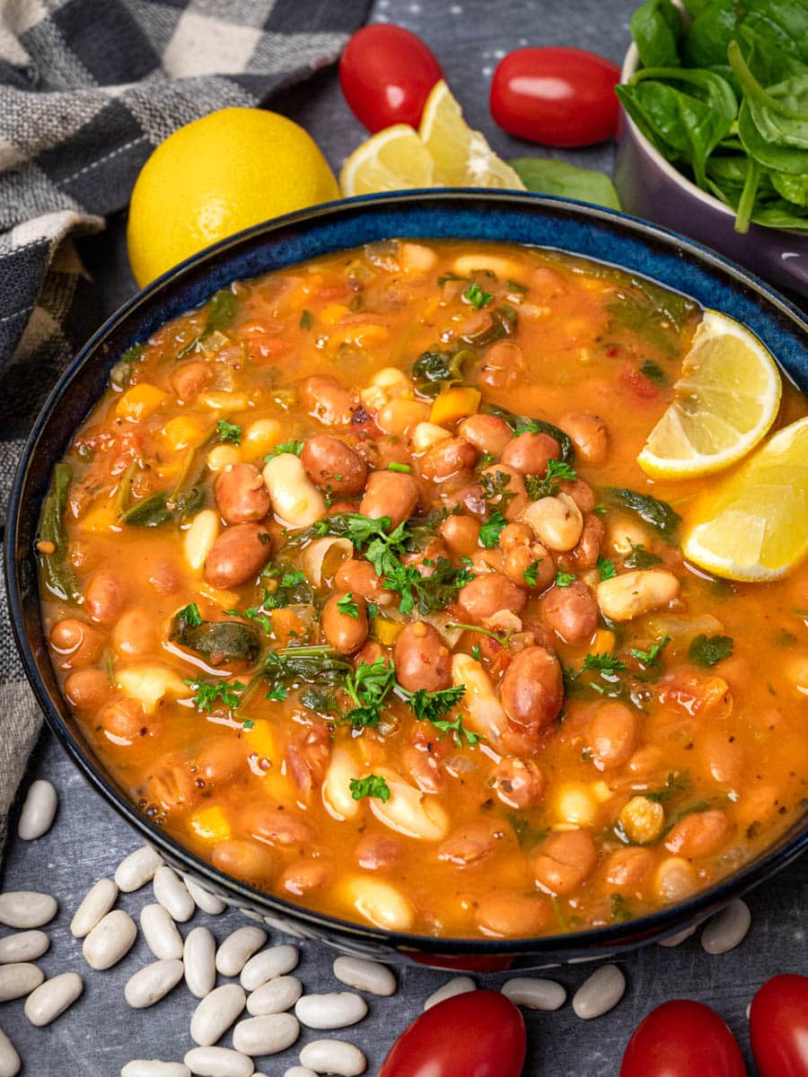 a bowl of three bean soup