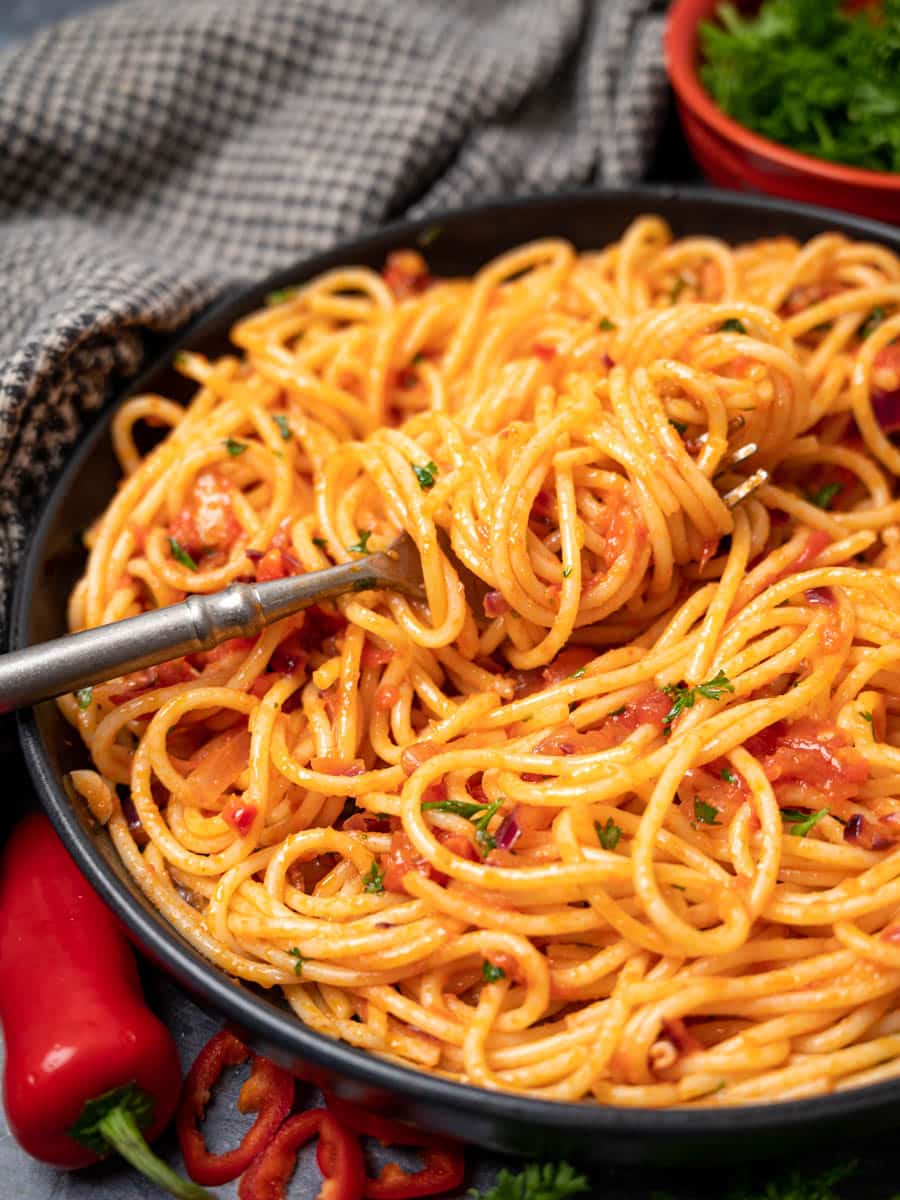 a bowl of Spaghetti Arrabiata