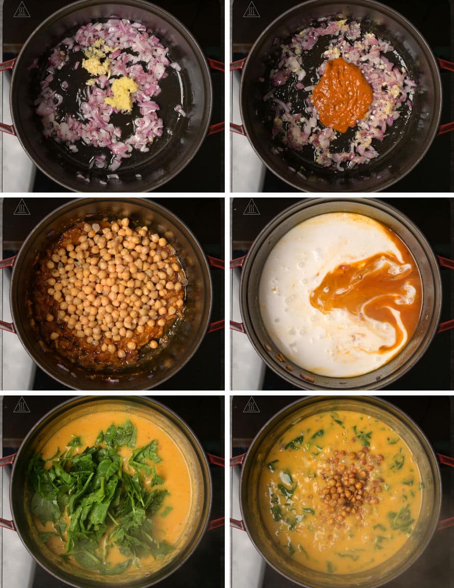 coconut chickpea curry cooking steps