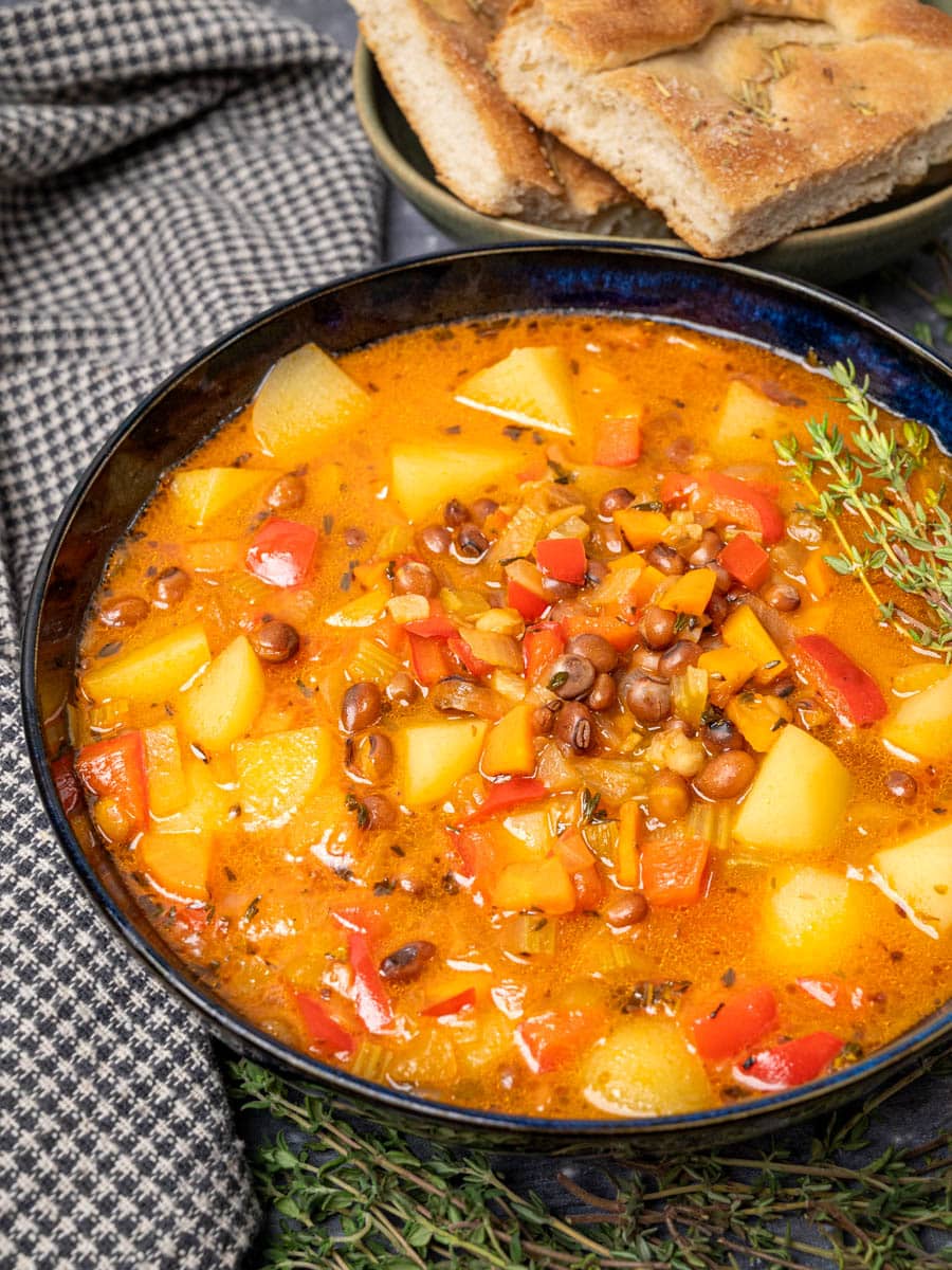 A bowl of Jamaican gungo peas stew