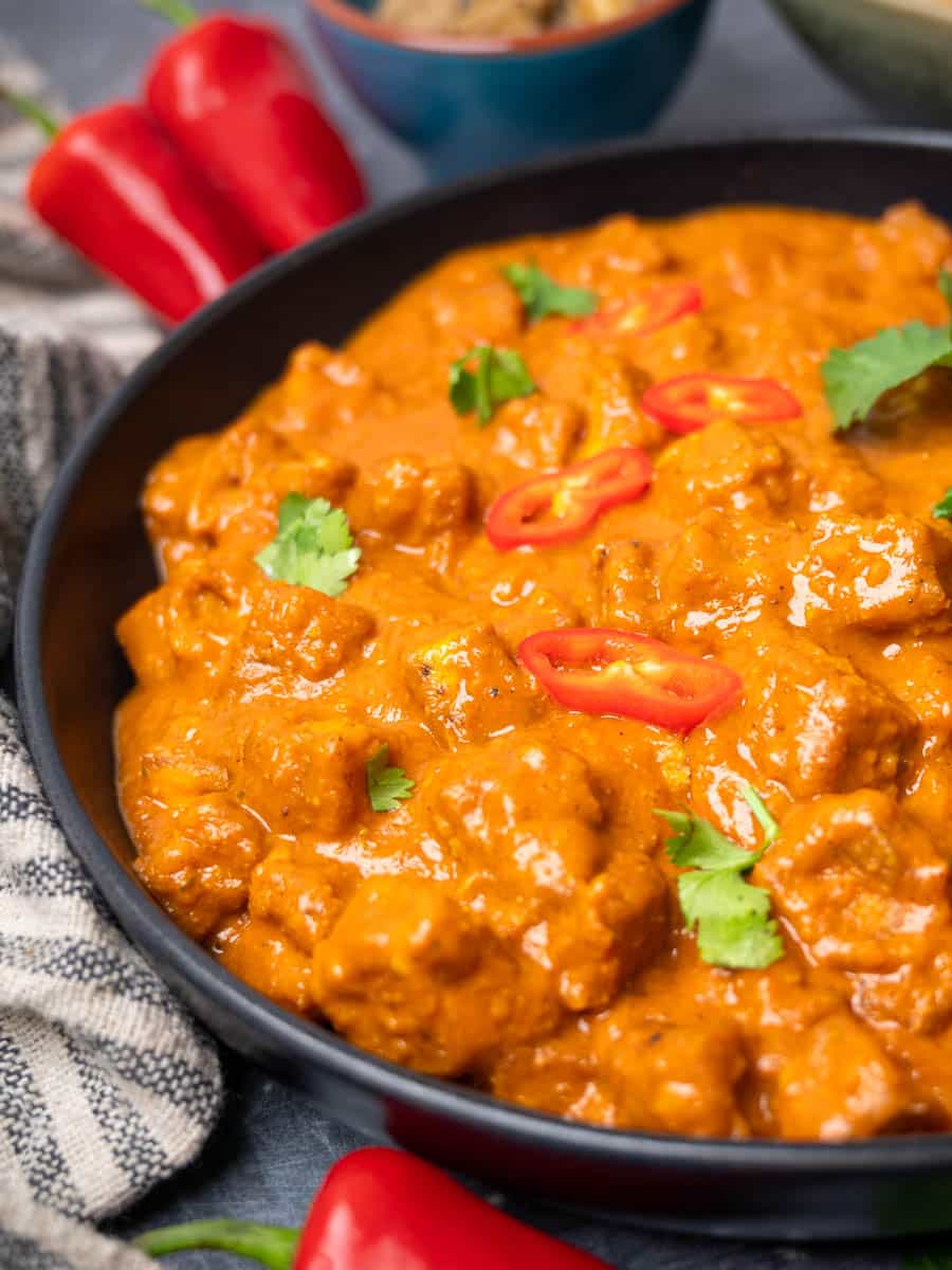 Close up photo of a bowl of vegan curry