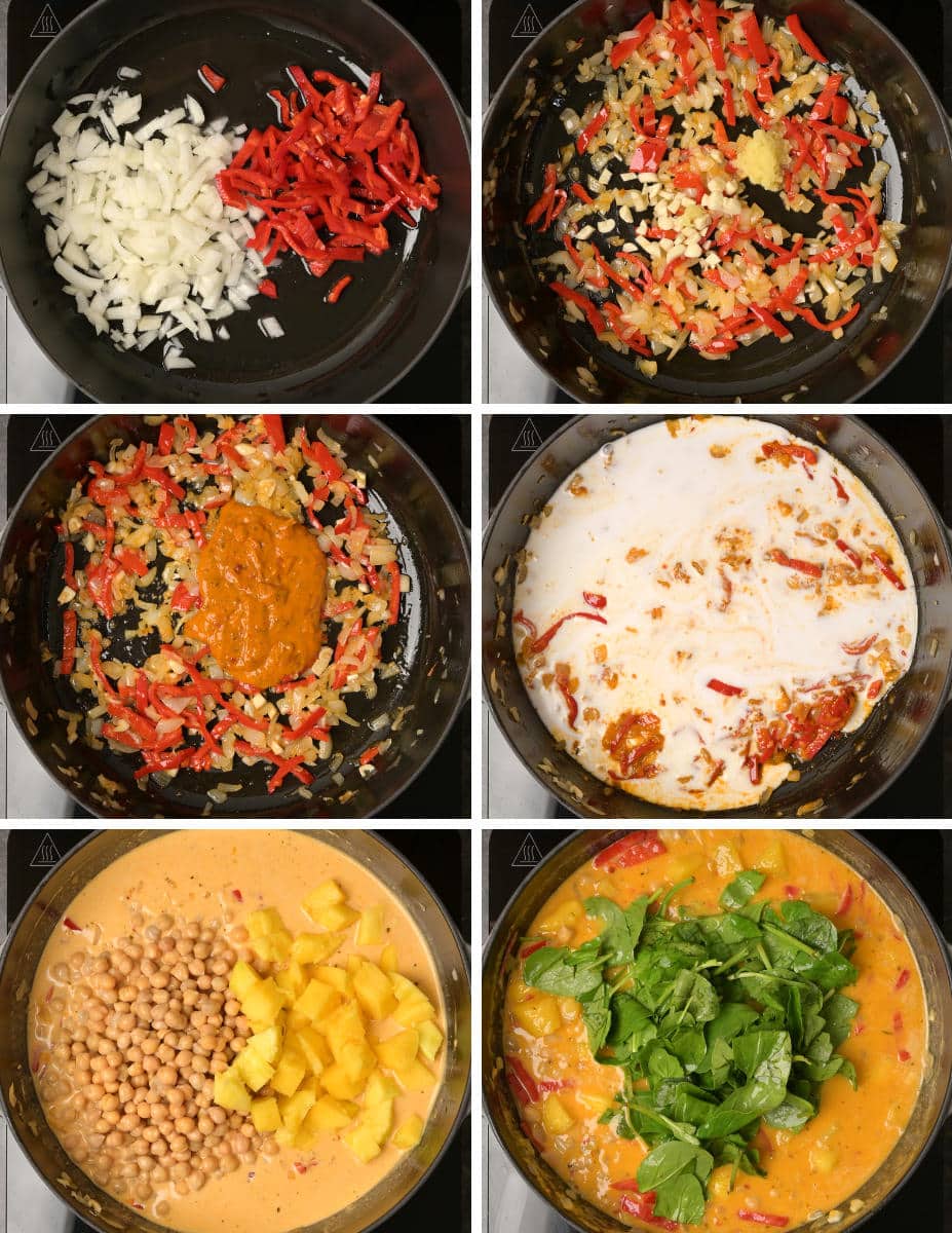 thai mango curry cooking steps