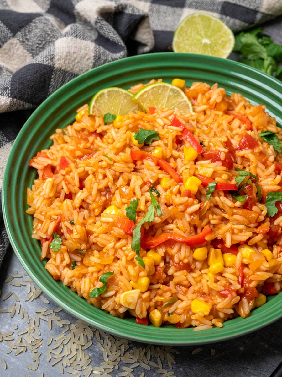 a plate of vegan mexican rice
