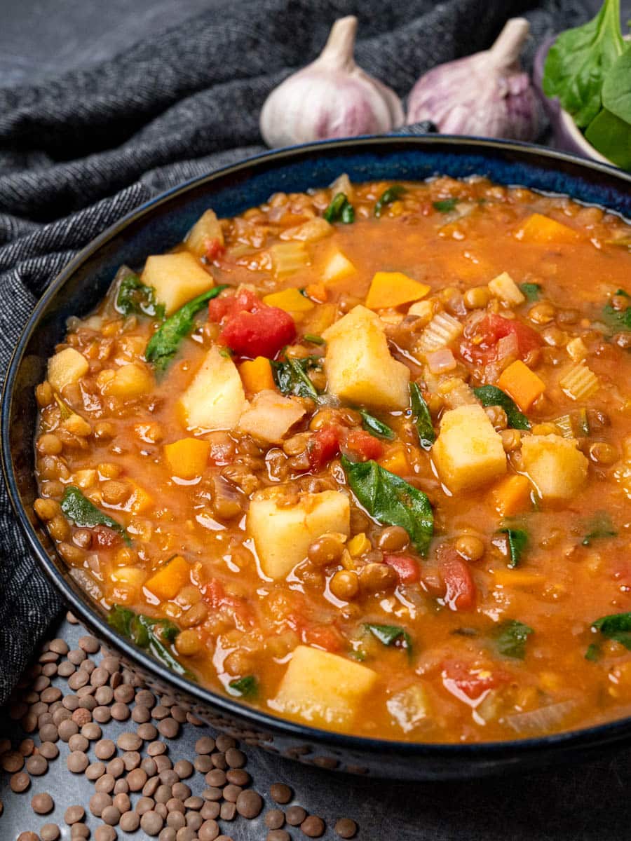 A bowl of sopa de lentejas