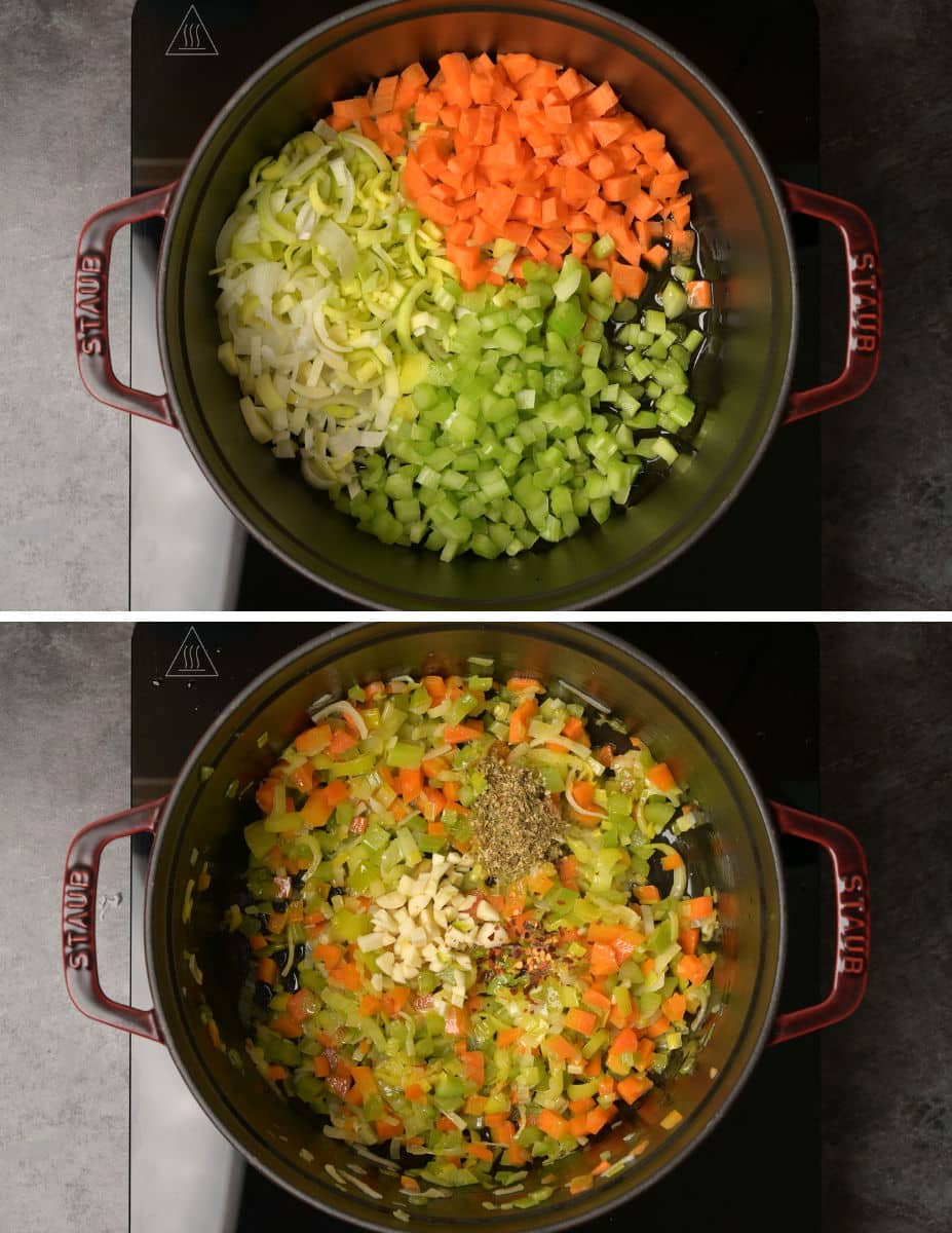 minestrone soup with orzo cooking steps