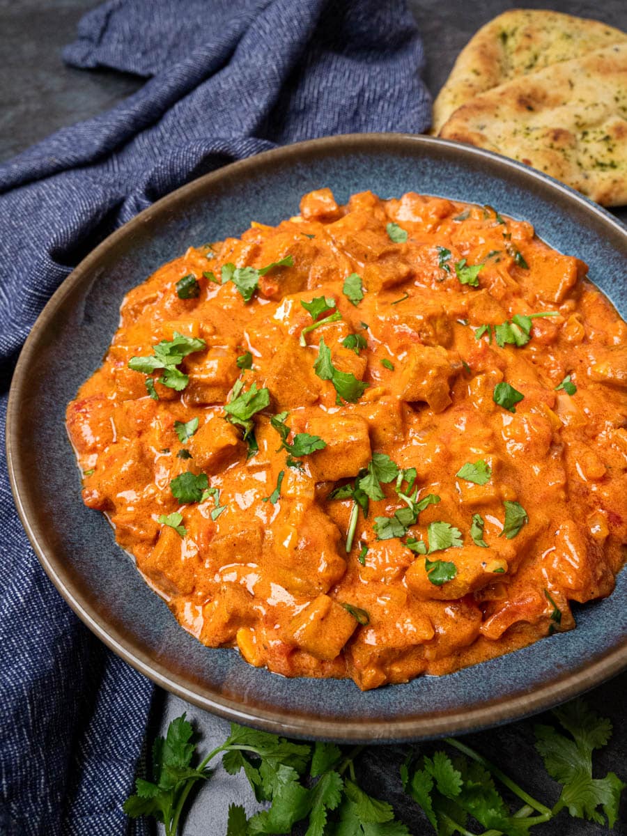 a plate of tofu tikka masala