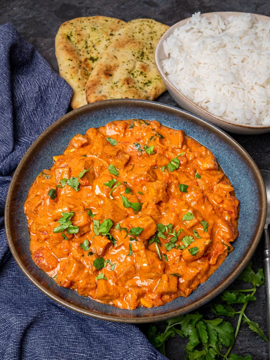 Indian dish with rice on the side