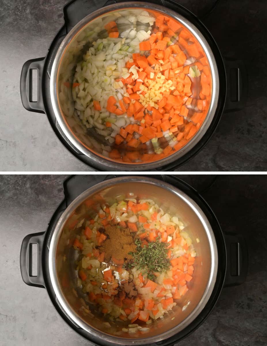 coconut curry lentil soup cooking steps