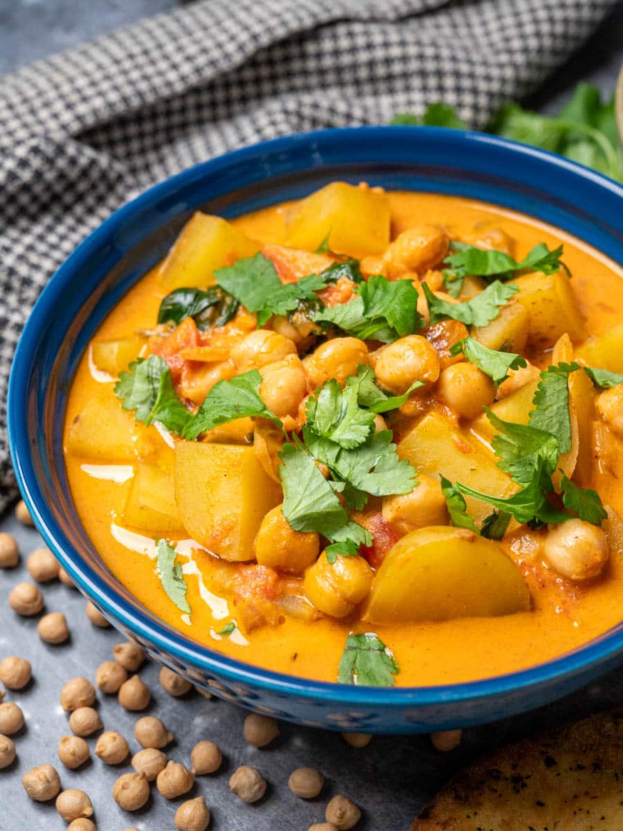 chickpea and potato curry with parsley