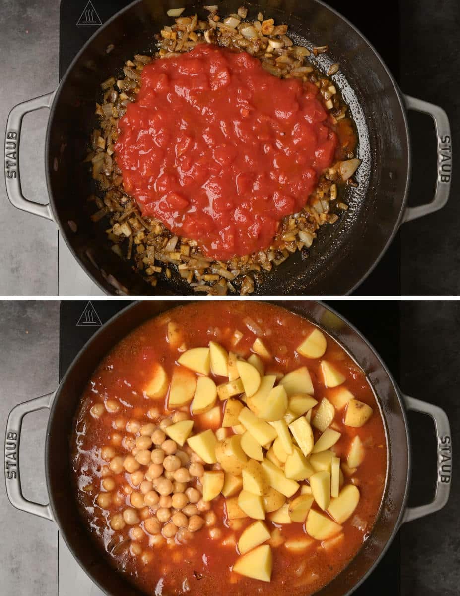 chickpea and potato curry making instructions