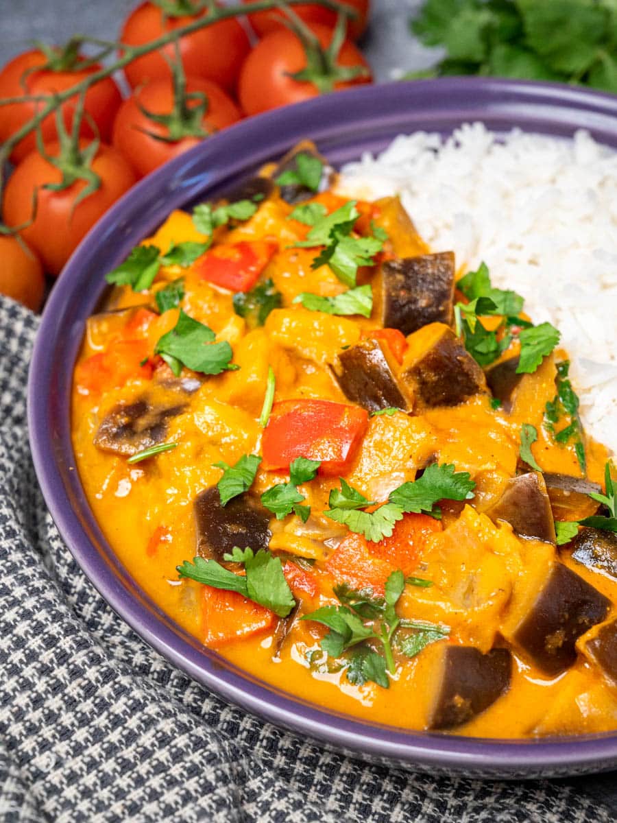 instant pot eggplant curry with rice