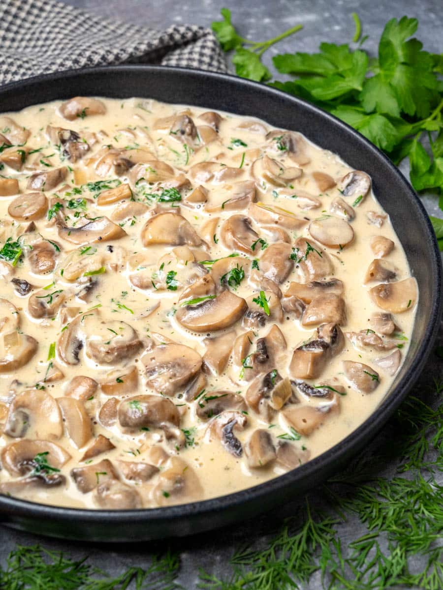 vegan dish with mushrooms