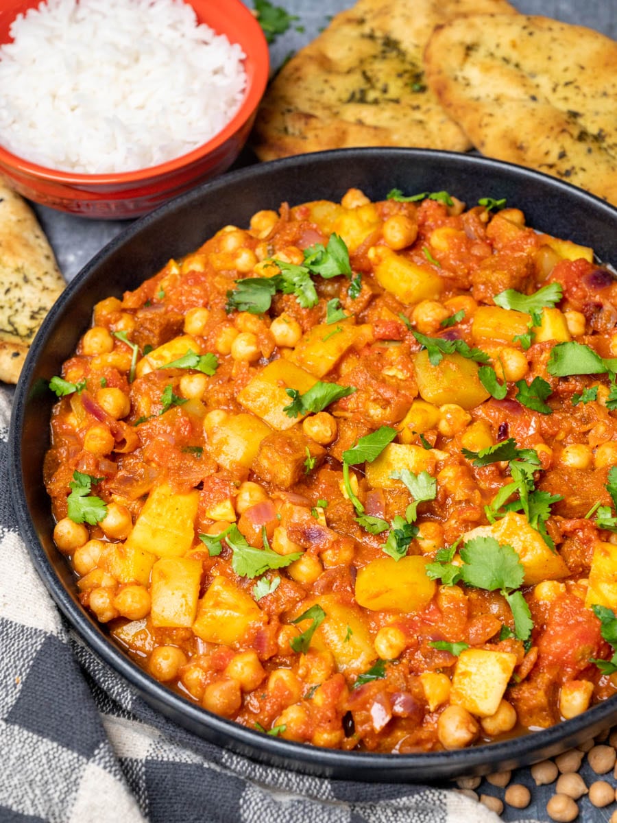 chickpea tofu curry with rice