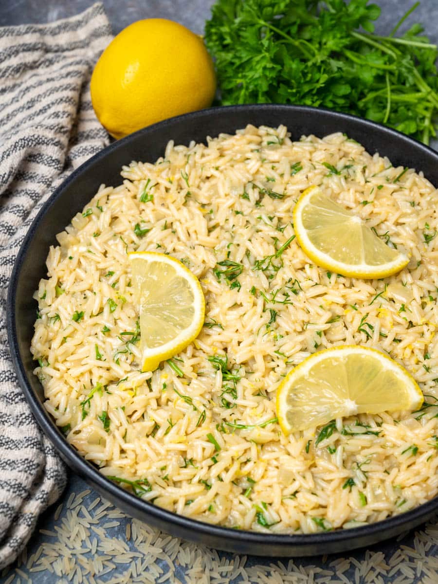 Greek Lemon Rice with parsley