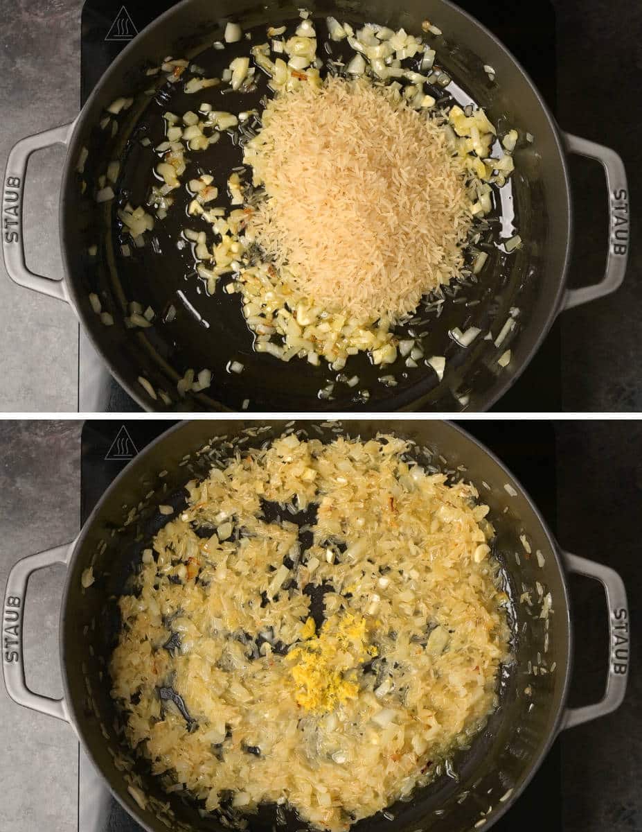 Greek Lemon Rice making instructions