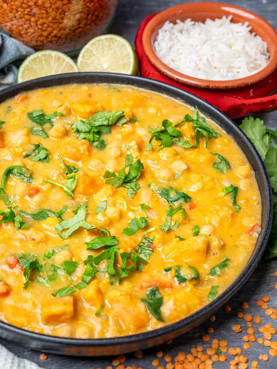 a plate of an instant pot sweet potato curry