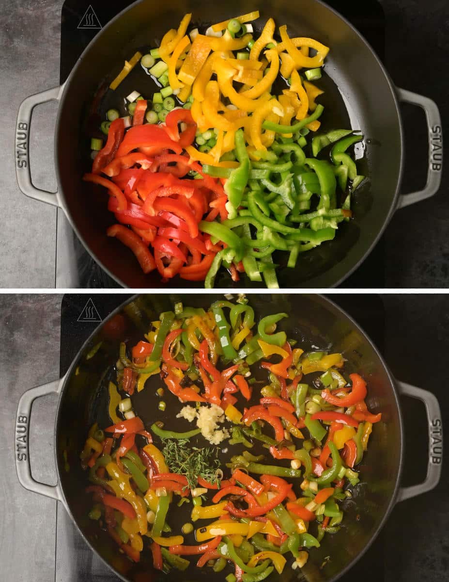 vegan rasta pasta cooking steps