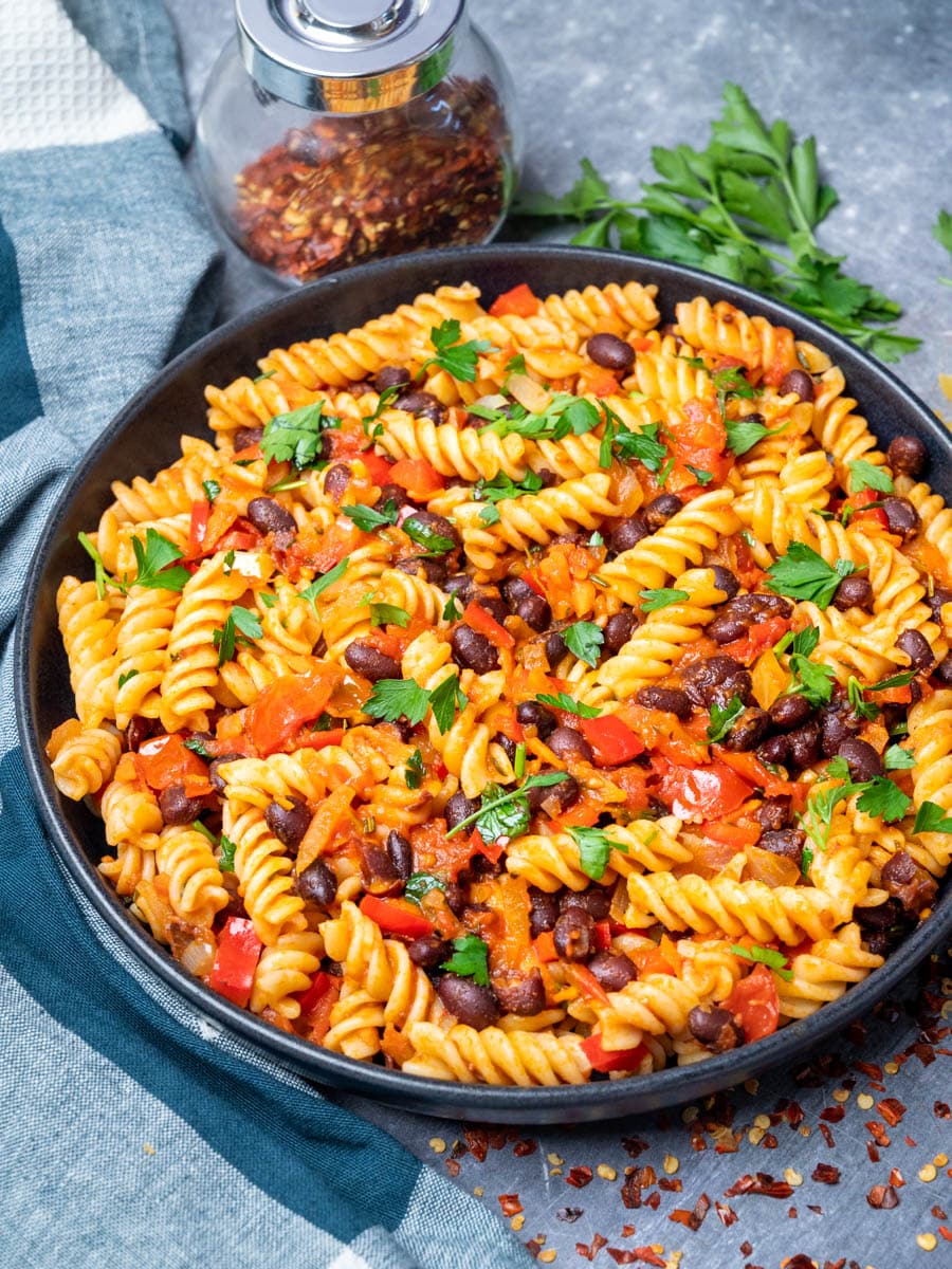 vegan dish with fusilli