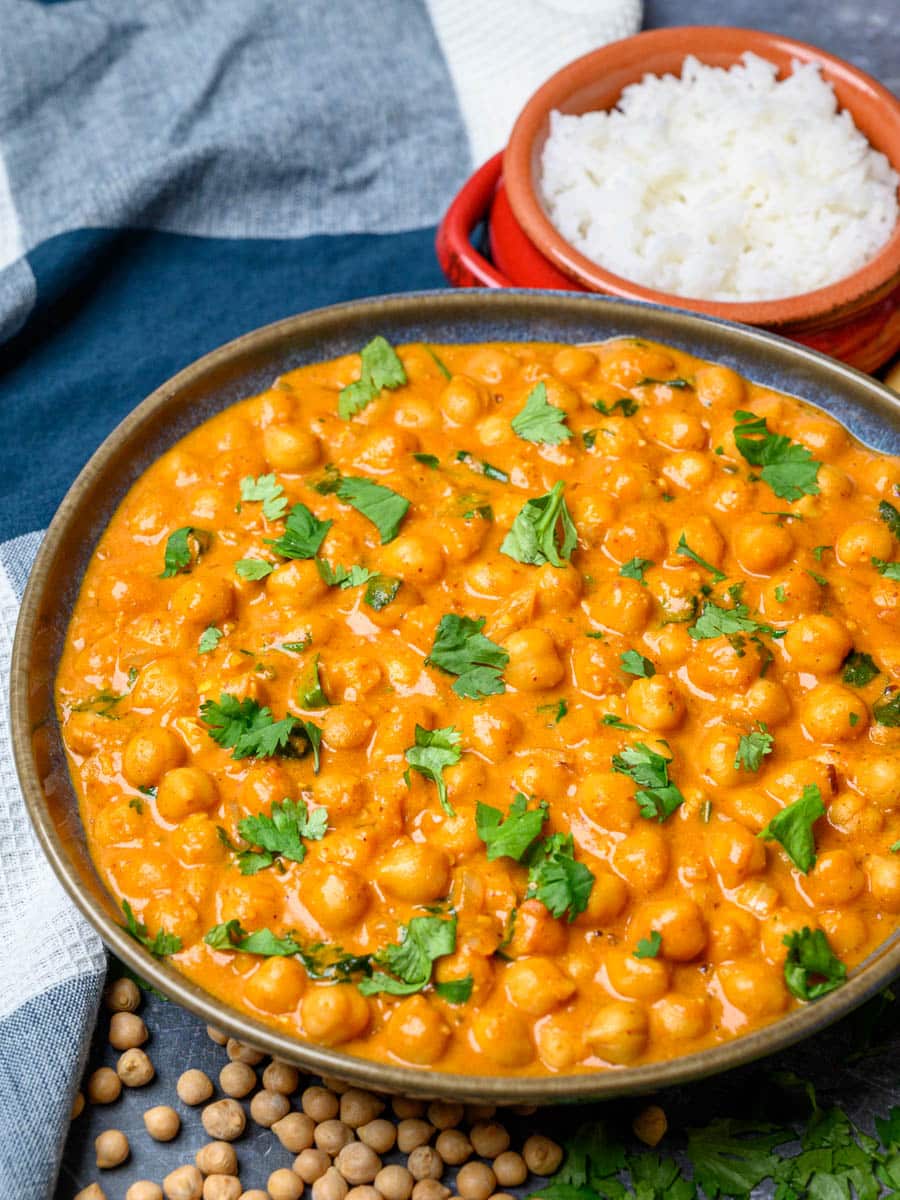 chickpea korma curry with rice