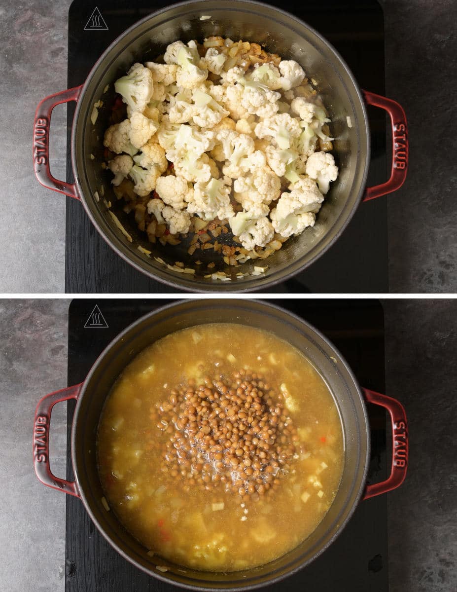 Lentil Cauliflower Soup making instructions