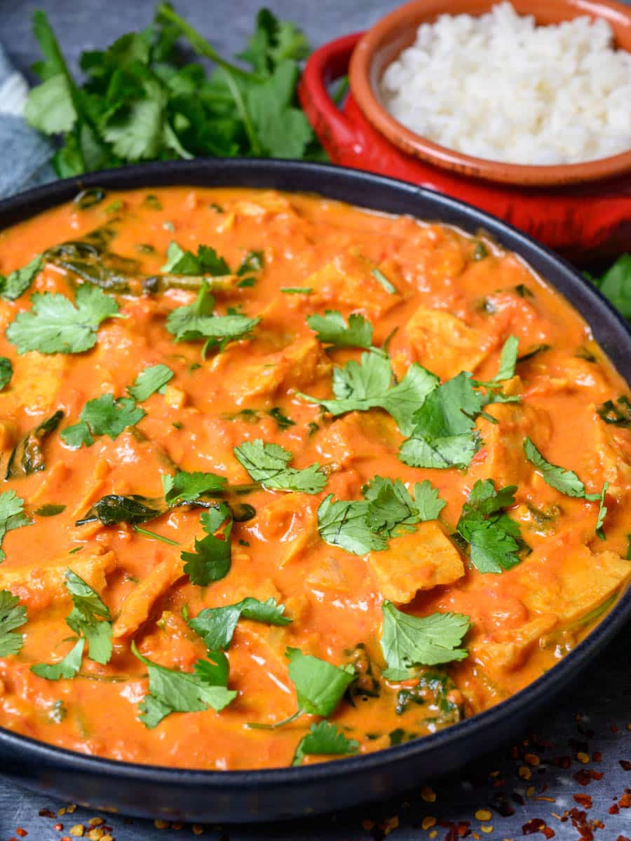vegan chicken curry with rice