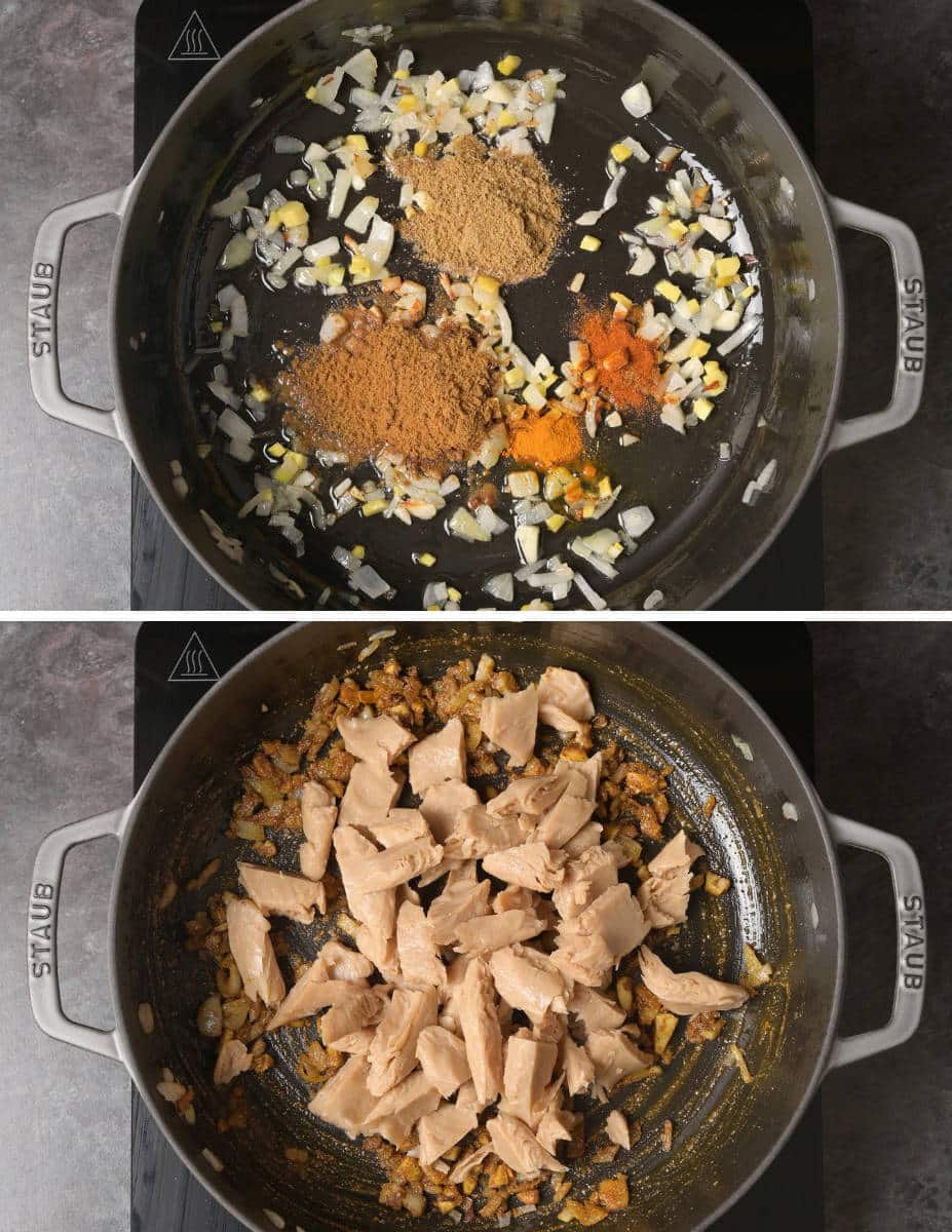 vegan chicken curry making instructions
