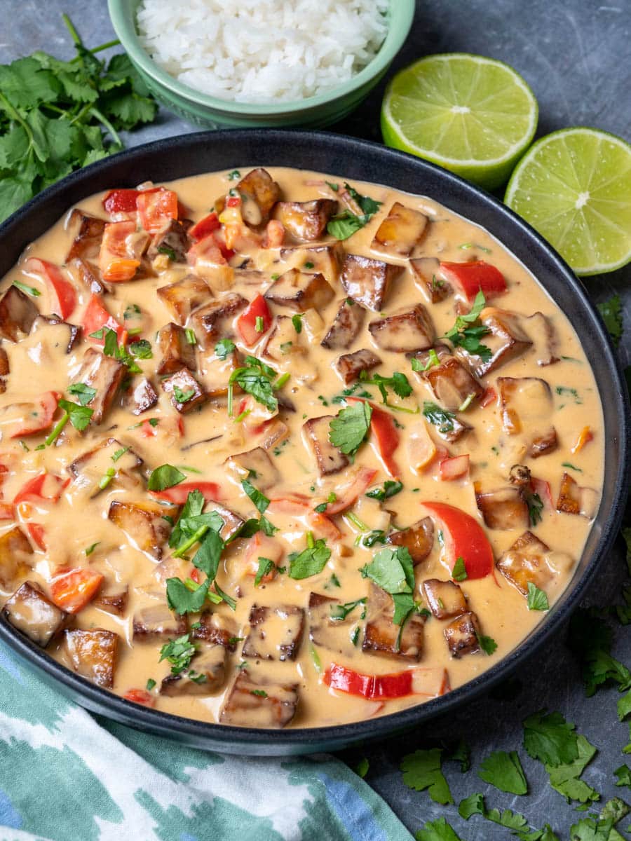 Peanut Butter Tofu Curry with limes