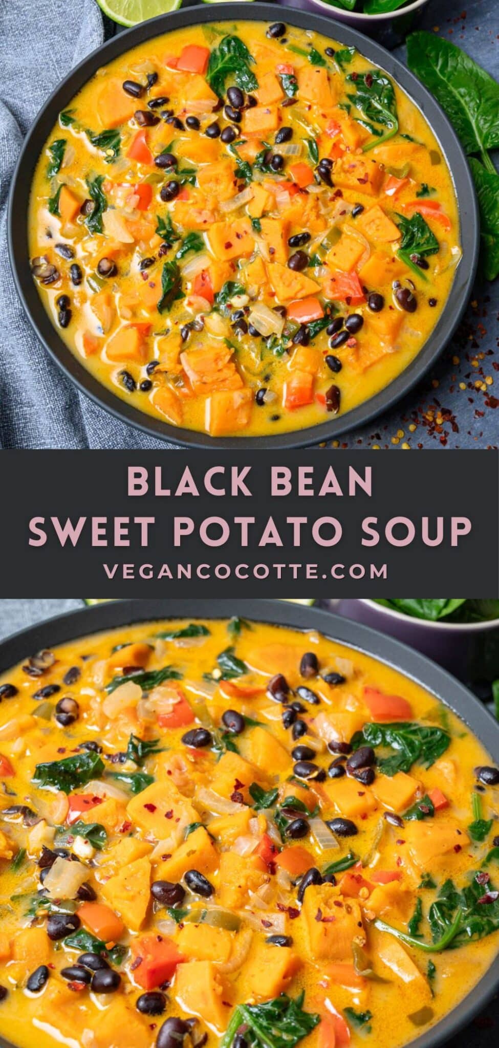 Black Bean and Sweet Potato Soup - Vegan Cocotte