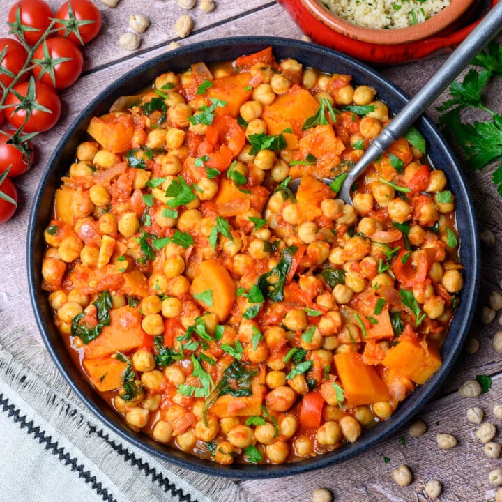 vegan dish with sweet potatoes