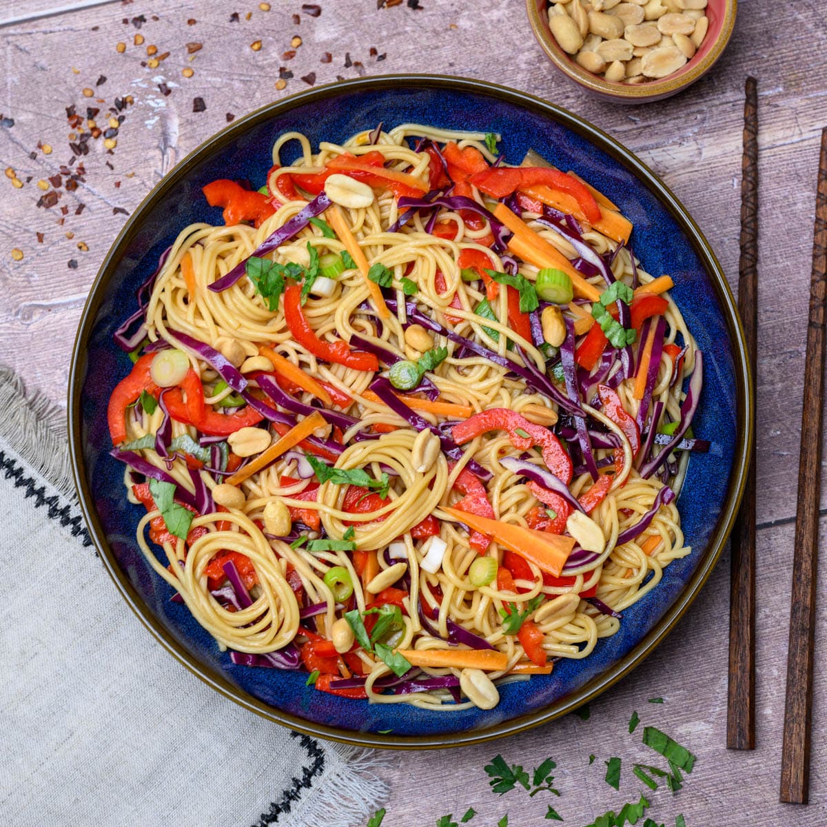 vegan dish with red bell peppers