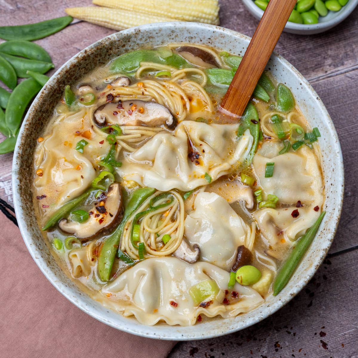 Asian dish with edamame